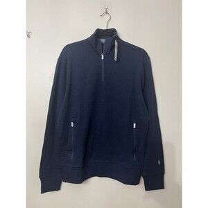 Polo Ralph Lauren Mens size L 100% wool Blue 1/4 Zip Sweater $298 NWT
